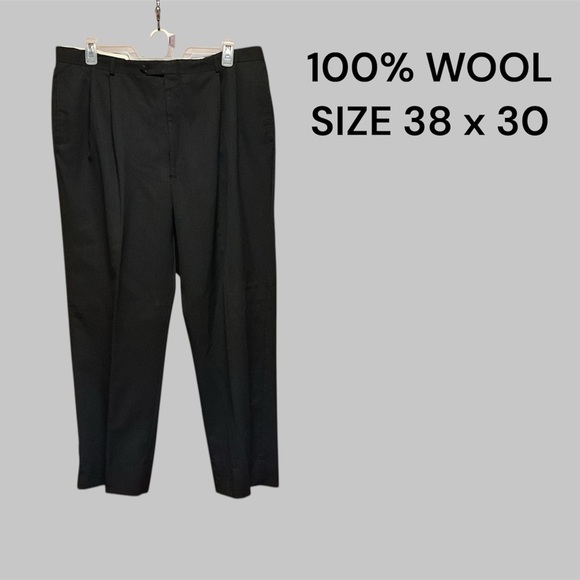 MENS TROUSERS BY MENS WAREHOUSE 100% WOOL 38” x 30” GENTLY WORN - Picture 1 of 3
